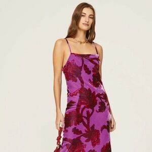 Size 0 - Good Condition - RHODE (RTR) - Jemima Velvet Dress Purple & Red